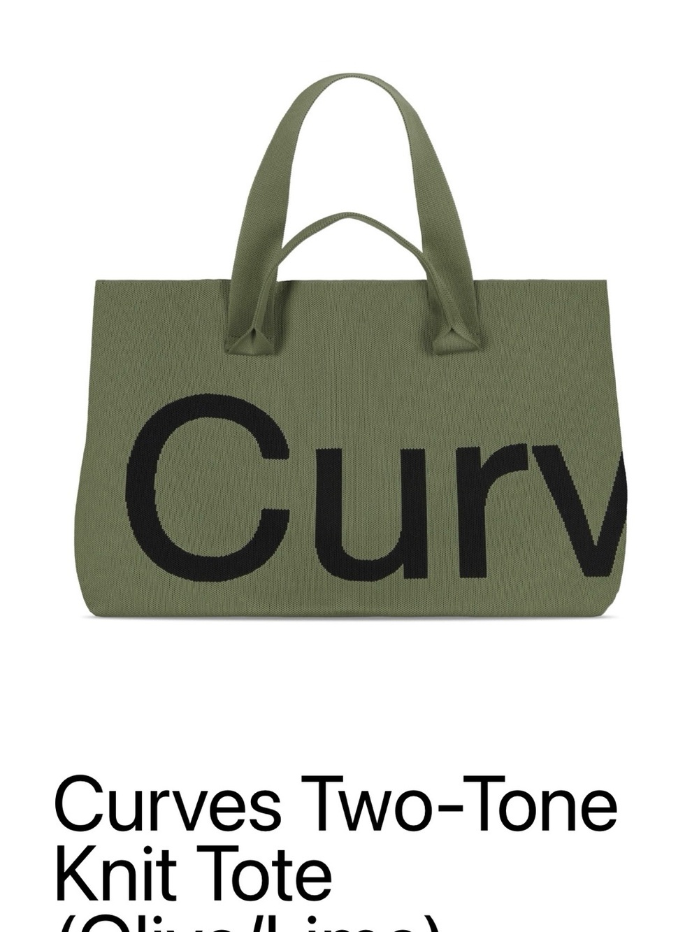 Two-Tone Olive Knit Tote with Black Accent
